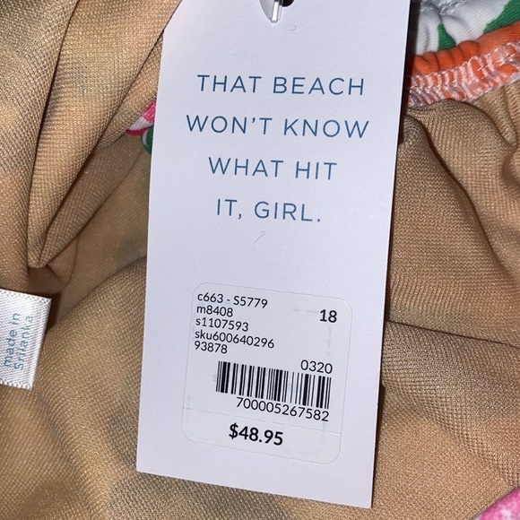 Cacique Hi Waisted Patchwork Swim Briefs Swim Bottom Swim by Cacique Size 18 - Picture 3 of 5